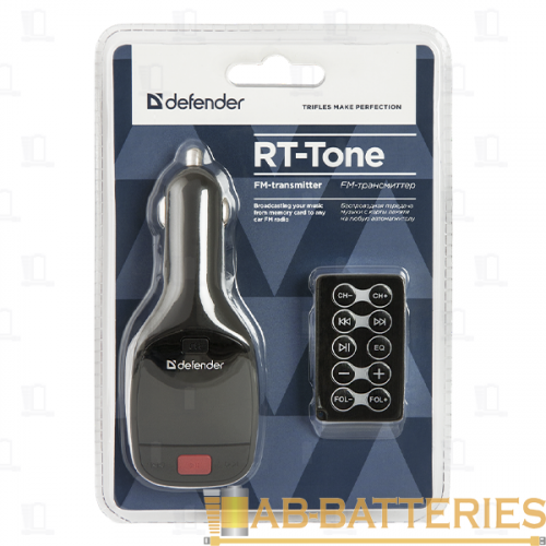 FM-трансмиттер Defender RT-Tone 1USB SD/microSD FM с пультом черный (1/140)  | Ab-Batteries | Элементы питания и аксессуары для сотовых оптом