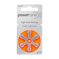 Батарейка PowerOne ZA13 BL6 Zinc Air 1.45V (6/60/300)