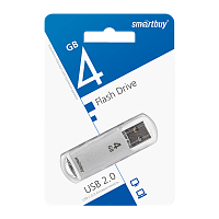 Флеш-накопитель Smartbuy V-Cut 4GB USB2.0 пластик серебряный