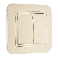 Выключатель Makel Lillium 2-клав.10A пластик кремовый 70203 (1/12)