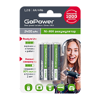 Аккумулятор предзаряженный RTU GoPower HR6 AA BL2 NI-MH 2400mAh (2/20/240) 