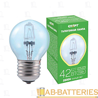 Лампа галогенная Старт E27 42W 2800К 220-230V шар прозрачная