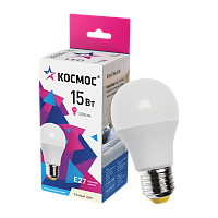 Лампа светодиодная Космос A60 E27 15W 3000К 200-240V груша матовая (1/10/80)