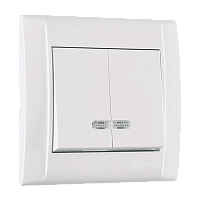 Выключатель Makel Defne 2-клав.10A пластик с подсветкой белый 42001023 (1/12)