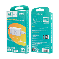 Сетевое З/У GFPower GF51T 1USB 2.4A с кабелем Type-C белый (1/120/480) 