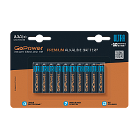 Батарейка GoPower Ультра/ULTRA LR03 AAA BL10 Щелочная 1.5V (10/100/800)