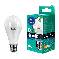 Лампа светодиодная Camelion A60 E27 15W 6500К 170-265V груша матовая (1/10/100)