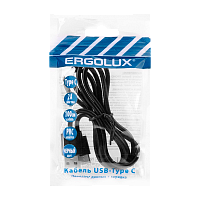 Кабель Ergolux ELX-CDC02P-C02 USB (m)-Type-C (m) 1м 2.0A черный пакет с подвесом (1/10/360)