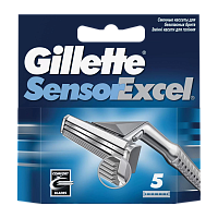 Сменные кассеты Gillette "Sensor Excel (Vector 3)" 3 лезвия 5шт. (цена за 1 шт) (5/60) 