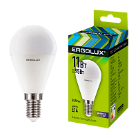 Лампа светодиодная Ergolux G45 E14 11W 6500К 172-265V шар (1/10/100)