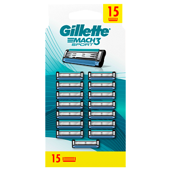 Сменные кассеты Gillette "MACH3" SPORT 3 лезвия 15шт. (цена за 1 шт) 