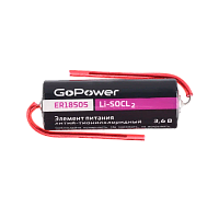 Батарейка GoPower ER18505 PC1 Li-SOCl2 3.6V с выводами (1/20/200)