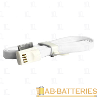 Кабель Smartbuy iK-412m USB (m)-Apple 30pin (m) 1.2м 2.1A силикон магнит белый (1/500)