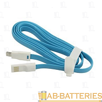 Кабель Smartbuy iK-512m USB (m)-Lightning (m) 1.2м 2.1A силикон голубой (1/500)