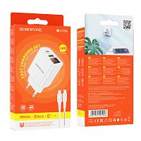 Сетевое З/У Borofone BA78A 1USB/Type-C 20W QC3.0 с кабелем Type-C-Type-C 60W белый (1/35/140)
