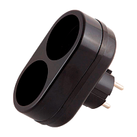 Разветвитель Toker 2Т 2р.Б/З 6A черный (1/80)