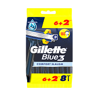 Бритва одноразовая Gillette "BLUE3 COMFORT Slalom" 3 лезвия 6+2шт. (1/6) 