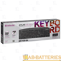 Клавиатура проводная Defender HB-450 Atlas классическая USB 1.5м мультимед. черный (1/20)