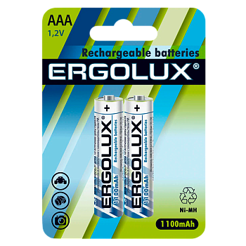 Аккумулятор бытовой Ergolux HR03 AAA BL2 NI-MH 1100mAh (2/24/480) 