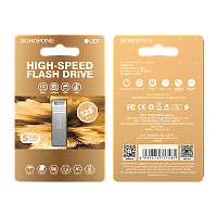 Флеш-накопитель Borofone Nimble BUD1 128GB USB2.0 металл серебряный (1/40/320)