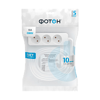 Удлинитель Фотон 10-103 3р.Б/З 10A 10.0м ПВС 2x0.75мм² белый (1/10)