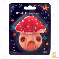 Ночник Старт Гриб-домик NL 3LED красный