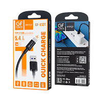 Кабель GFPower X12T USB (m)-Type-C (m) 1м 5.4A ПВХ черный (1/120/480)