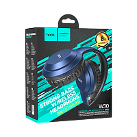 Наушники полноразмерные HOCO W30 bluetooth 5.0 с микр. microSD синий (1/30)