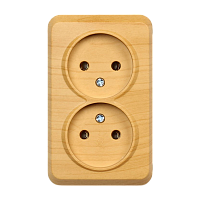 Розетка Smartbuy "Юпитер" 2гн. 10A Б/З пластик светлое дерево