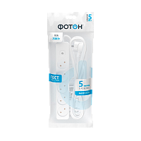 Удлинитель Фотон 10-55S 5р.Б/З 10A 5.0м с выкл. ПВС 2x0.75мм² белый (1/20)