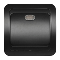 Выключатель Smartbuy 1-клавишный с индикатором 10А черный "Марс"