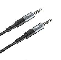 Кабель AUX HOCO UPA23 Jack 3.5mm (m)-Jack 3.5mm (m) 1м нейлон серебряный (1/31/310)