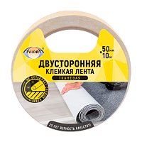 Клейкая лента Aviora 50мм*10м двусторонняя ткань каучук 200мкм белый (1/36)