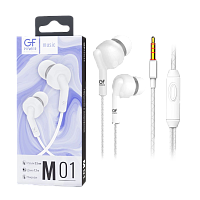 Наушники внутриканальные GFPower M01 с микр. белый (1/200) 