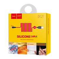 Кабель HOCO X21 USB (m)-microUSB (m) 1м 2.0A силикон красный черный (1/29/174)