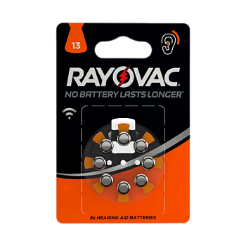 Батарейка Rayovac ACOUSTIC ZA13 BL8 Zinc Air 1.45V 0%Hg (8/80/800)