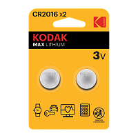 Батарейка Kodak MAX CR2016 BL2 Lithium 3V (2/60/240)