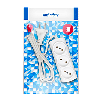 Удлинитель Smartbuy 3р.Б/З 6A 3.0м ШВВП 2x0.75мм² белый (1/60)