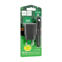 Сетевое З/У HOCO CS13A Type-C 3.0A 20W PD,QC с кабелем Type-C-Lightning черный (1/28/168)