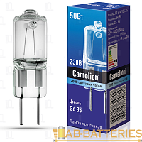 Лампа галогенная Camelion JD G6.35 50W 2800К 220-240V капсула прозрачная (1/5/100)