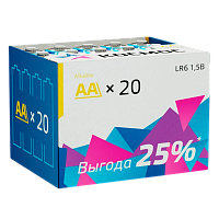 Батарейка Космос LR6 AA BOX20 Alkaline 1.5V (20/640) 