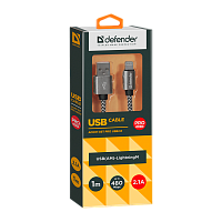 Кабель Defender ACH01-03T PRO USB2.0 (m)-Lightning (m) 1м 2.1A белый (1/100)