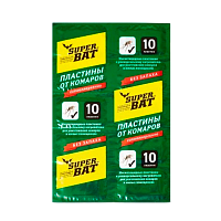 Пластины от комаров SuperBAT 10шт в упаковке зеленые (1/240)