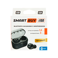 Наушники внутриканальные Smartbuy TWS i100 с микр. черный в коробке (1/25)