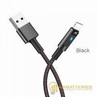Кабель HOCO U47 USB (m)-Lightning (m) 1.2м 2.4A ткань черный (1/20/200)  | Ab-Batteries | Элементы питания и аксессуары для сотовых оптом