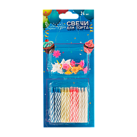 Свечи для торта Волшебная страна 5см с подставкой 24шт. разноцветный (1/24/288)
