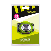 Фонарь налобный Фаzа H4-L10 1W 1LED от батареек 3 режима зеленый (1/10/80)