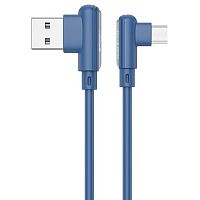 Кабель Borofone BX58 USB (m)-microUSB (m) 1м 2.4A ПВХ угловой синий (1/360)