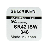 Батарейка SEIZAIKEN 348 (SR421SW) Silver Oxide 1.55V (1/10/100/1000)