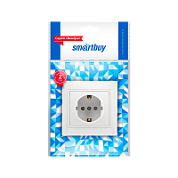 Розетка Smartbuy 1-местная с заземлением 16А белая с защ. штор. "Венера" (1/10/200)